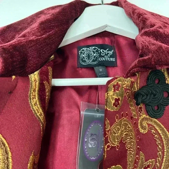 NWT Sharif 1827 Couture Red & Gold Brocade Jacket - Size M coat christmas - Picture 10 of 14